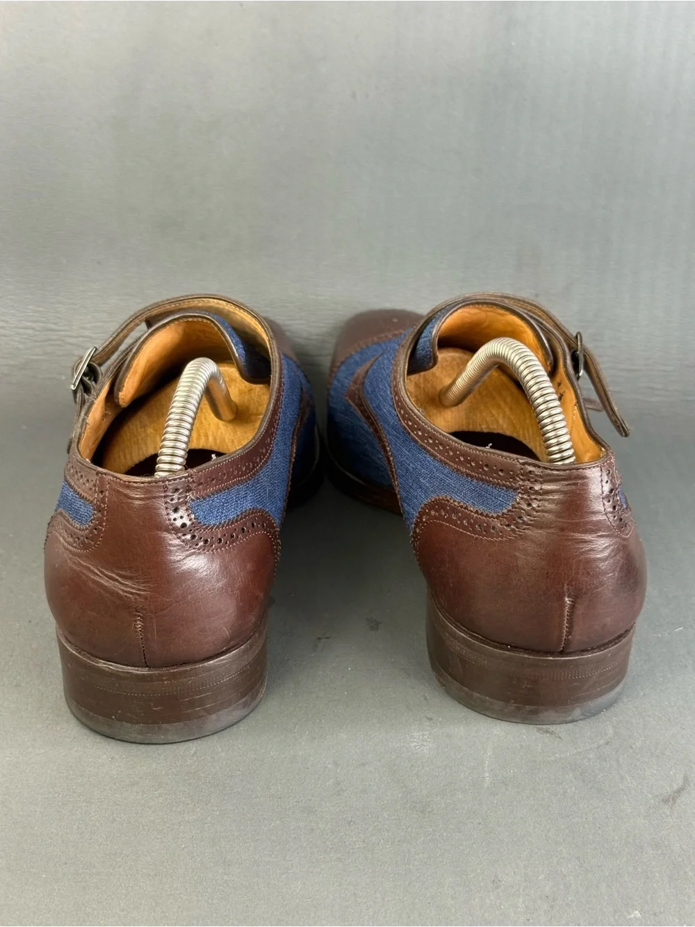 Mezlan Cupido Double Monk Strap two-tone Oxford shoes men’s size 9.5